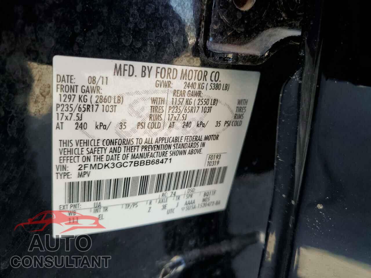FORD EDGE 2011 - 2FMDK3GC7BBB68471