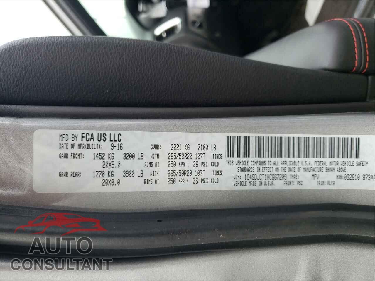 DODGE DURANGO 2017 - 1C4SDJCT1HC667209