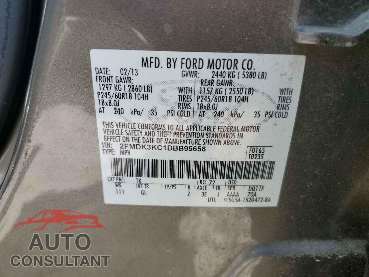 FORD EDGE 2013 - 2FMDK3KC1DBB95658
