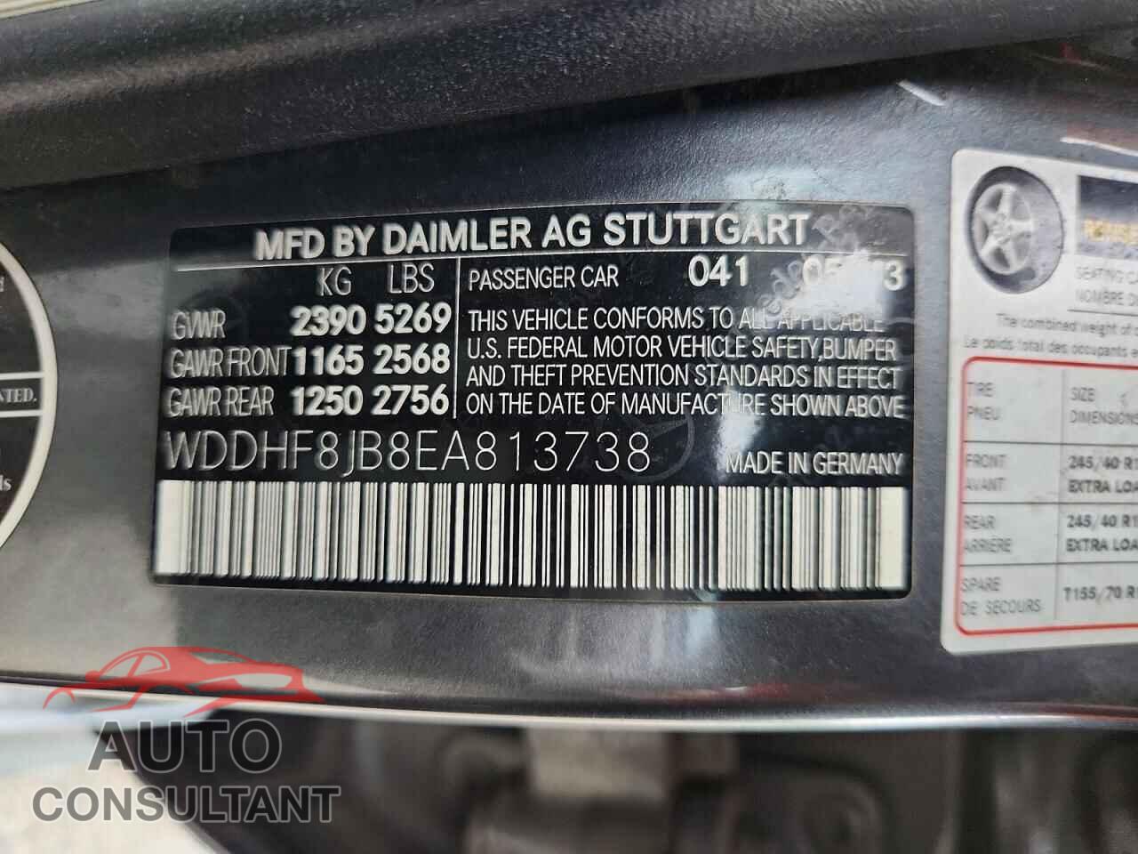 MERCEDES-BENZ E-CLASS 2014 - WDDHF8JB8EA813738