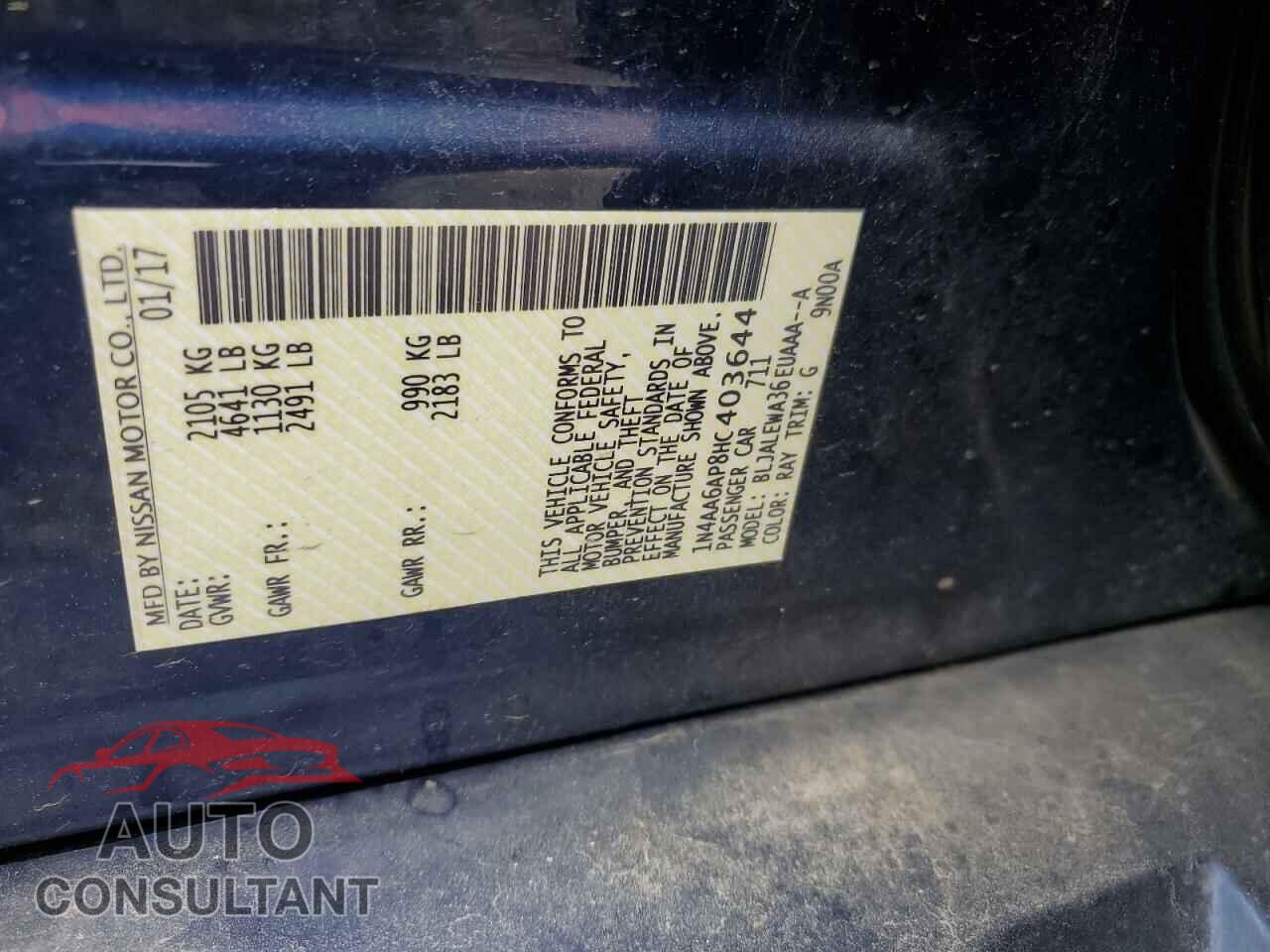NISSAN MAXIMA 2017 - 1N4AA6AP8HC403644