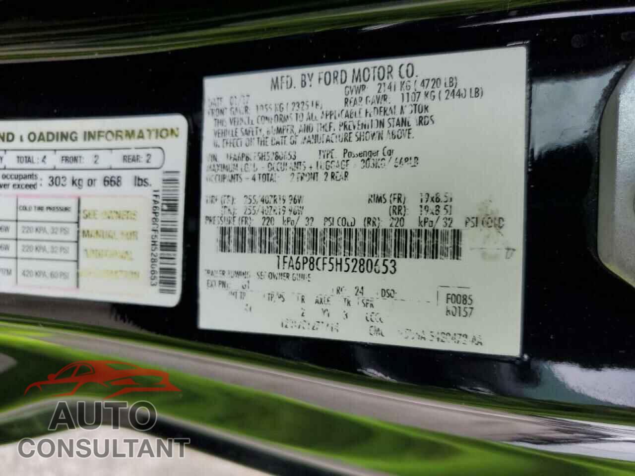 FORD MUSTANG 2017 - 1FA6P8CF5H5280653