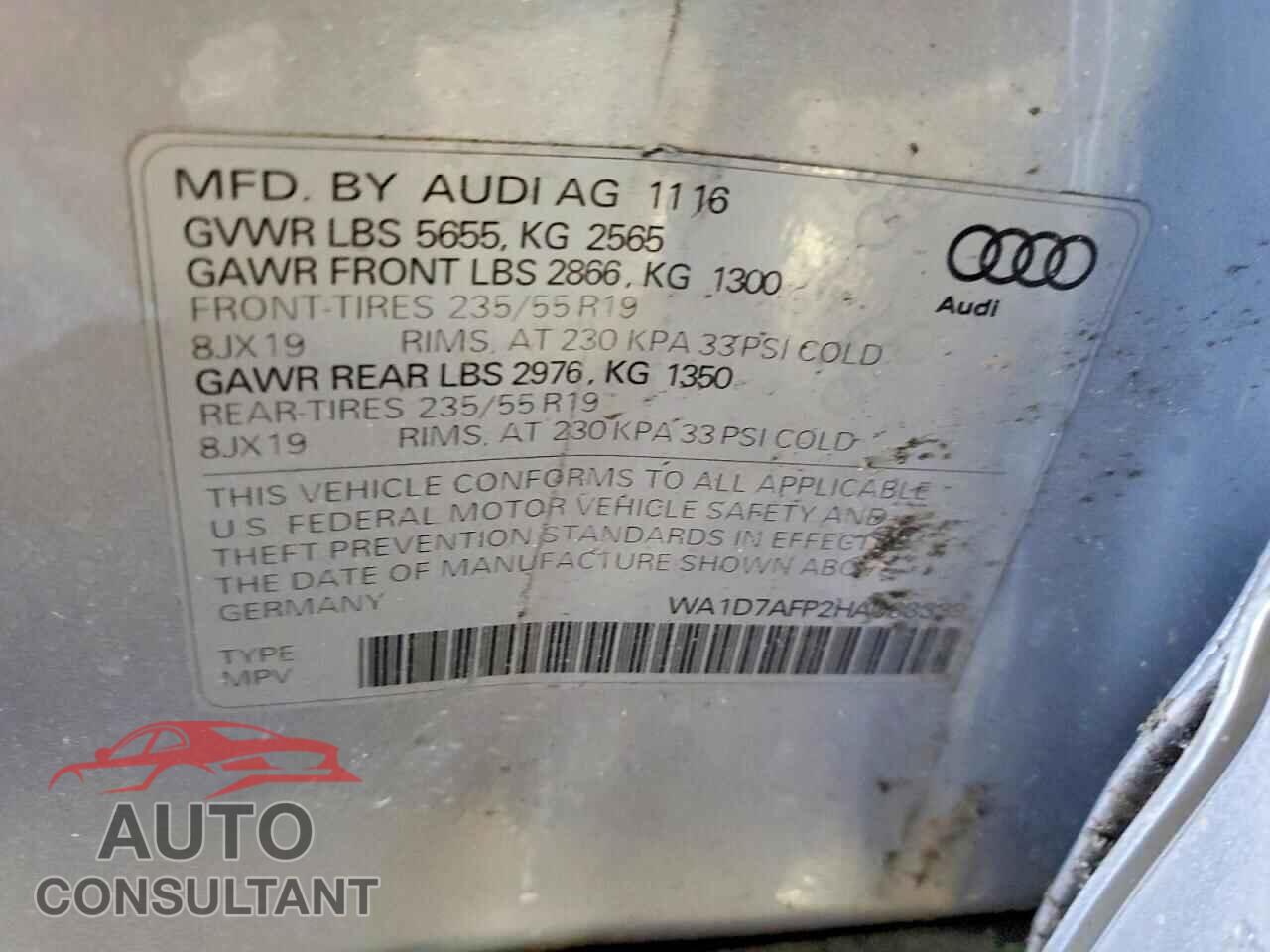 AUDI Q5 2017 - WA1D7AFP2HA083339