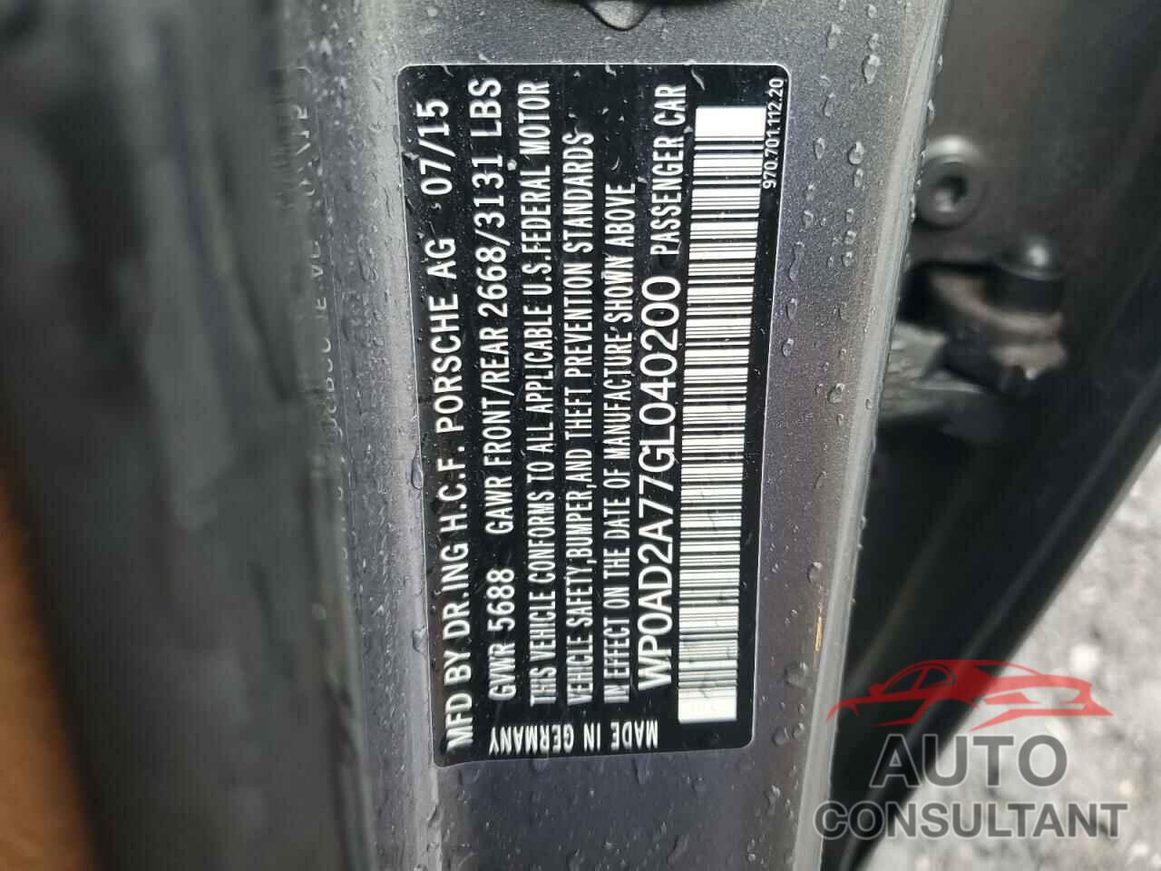 PORSCHE PANAMERA 2016 - WP0AD2A77GL040200