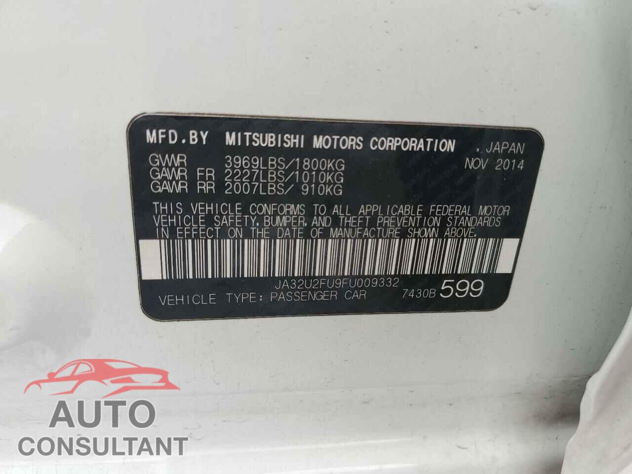 MITSUBISHI LANCER 2015 - JA32U2FU9FU009332