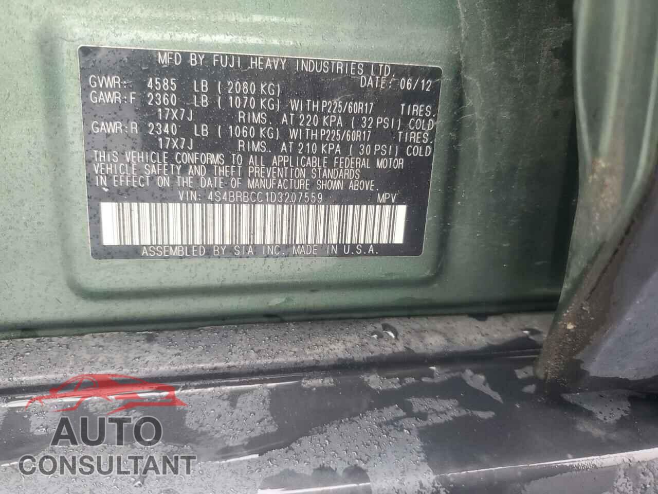 SUBARU OUTBACK 2013 - 4S4BRBCC1D3207559