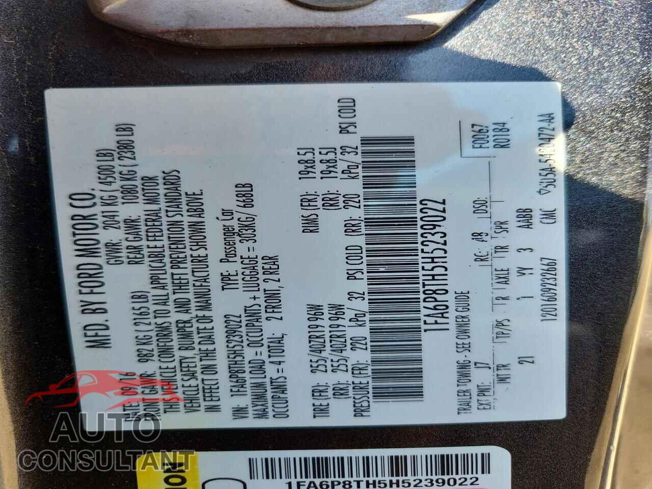 FORD MUSTANG 2017 - 1FA6P8TH5H5239022