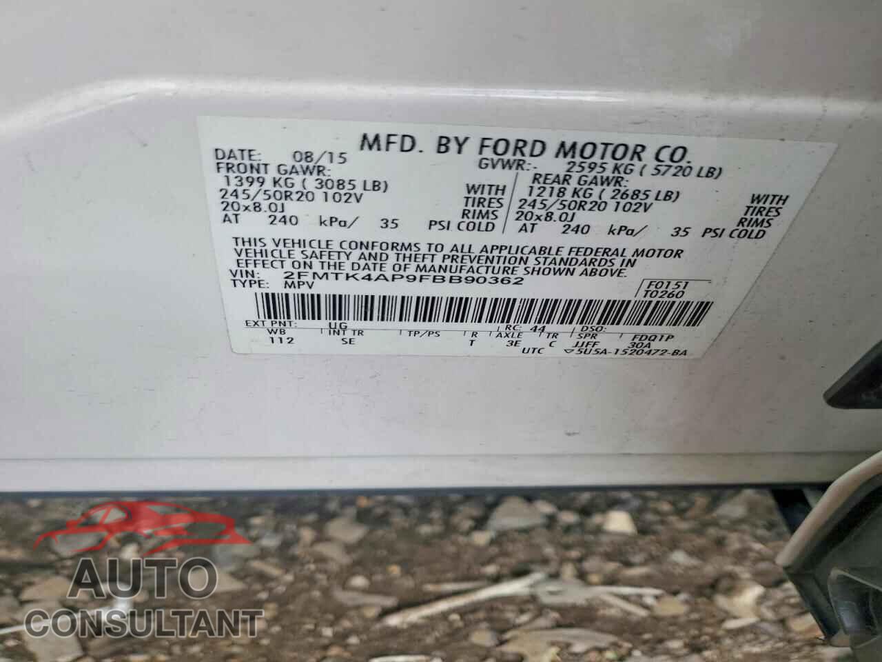 FORD EDGE 2015 - 2FMTK4AP9FBB90362