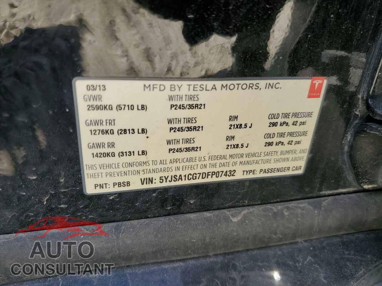 TESLA MODEL S 2013 - 5YJSA1CG7DFP07432