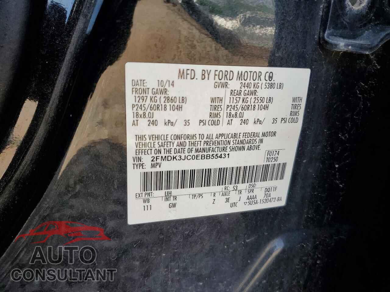 FORD EDGE 2014 - 2FMDK3JC0EBB55431