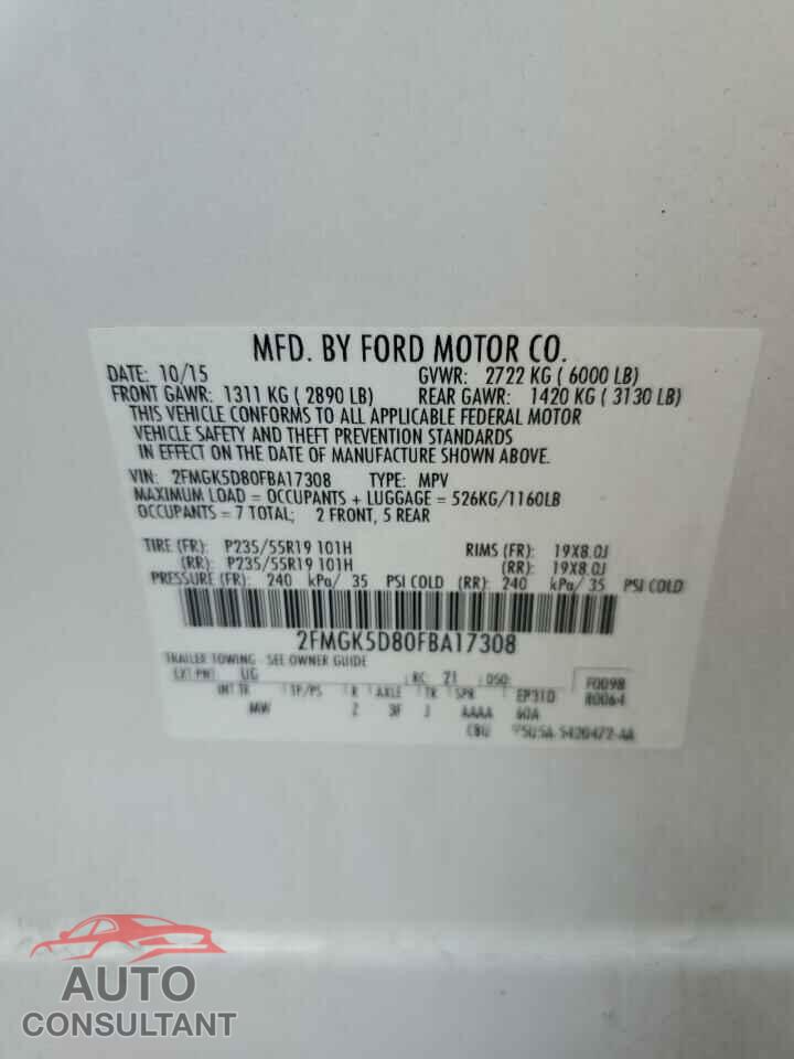 FORD FLEX 2015 - 2FMGK5D80FBA17308