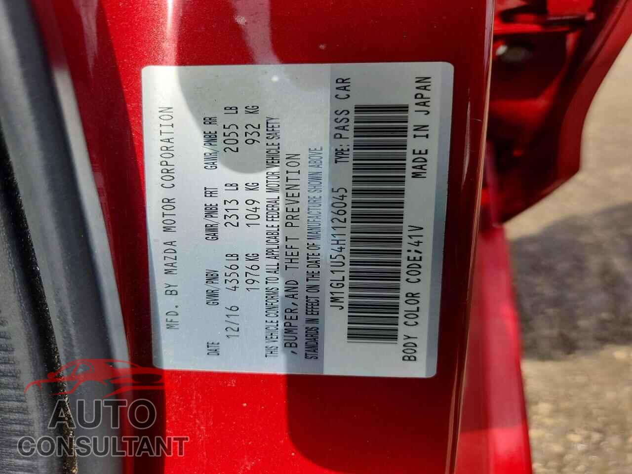 MAZDA 6 2017 - JM1GL1U54H1126045