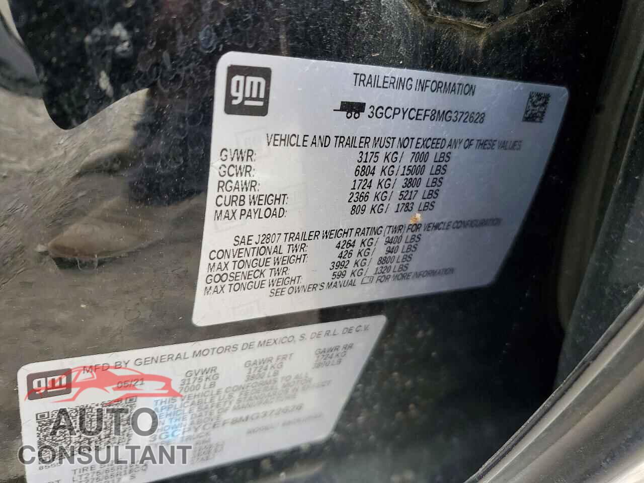 CHEVROLET SILVERADO 2021 - 3GCPYCEF8MG372628
