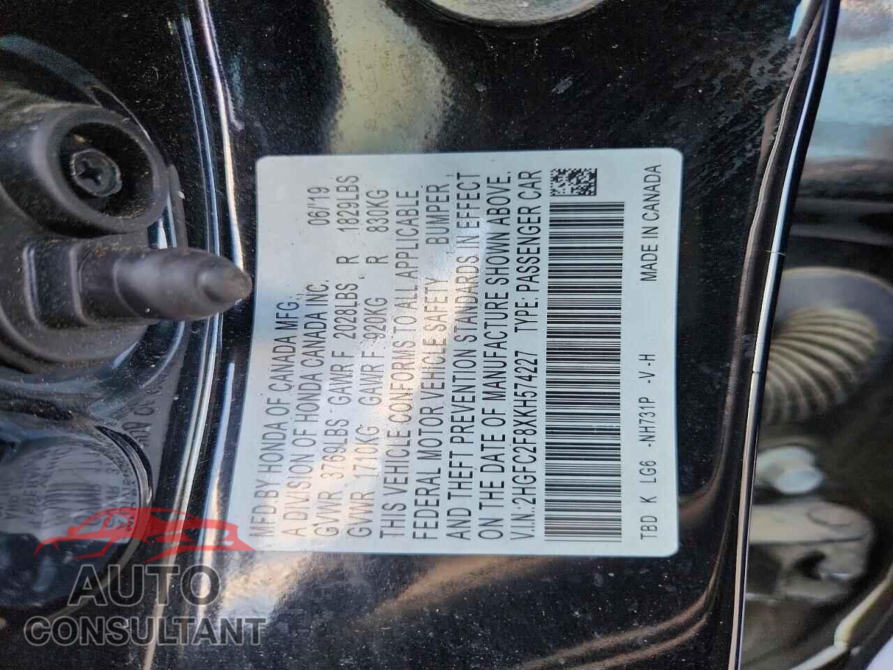 HONDA CIVIC 2019 - 2HGFC2F8XKH574227