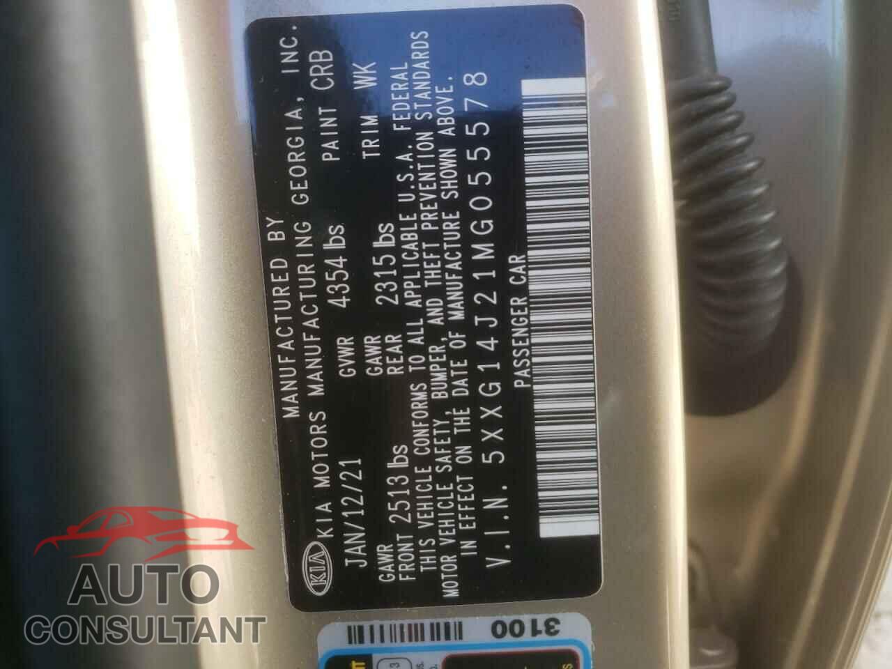 KIA K5 2021 - 5XXG14J21MG055578