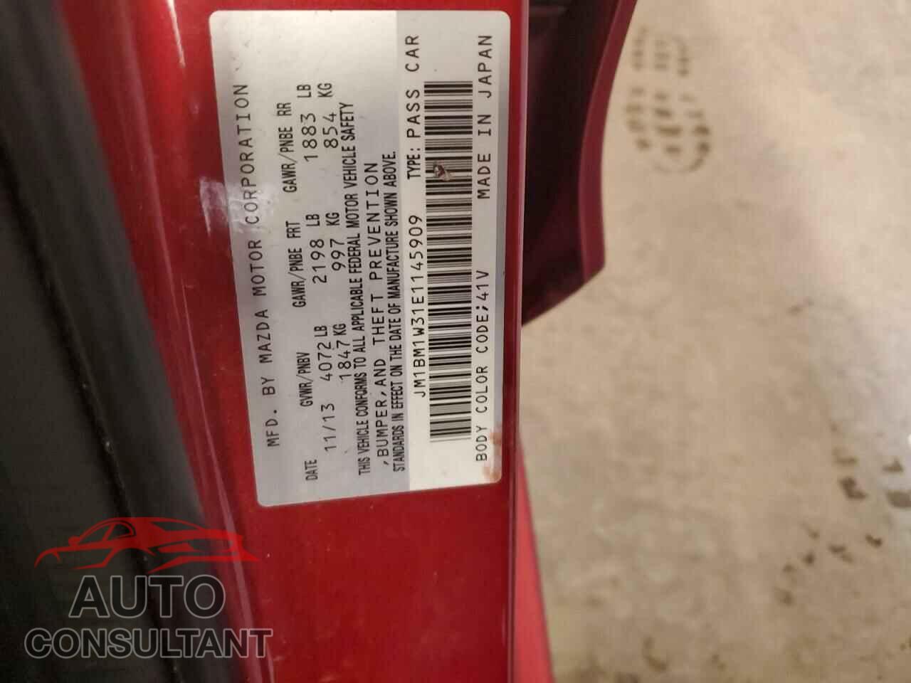MAZDA 3 2014 - JM1BM1W31E1145909