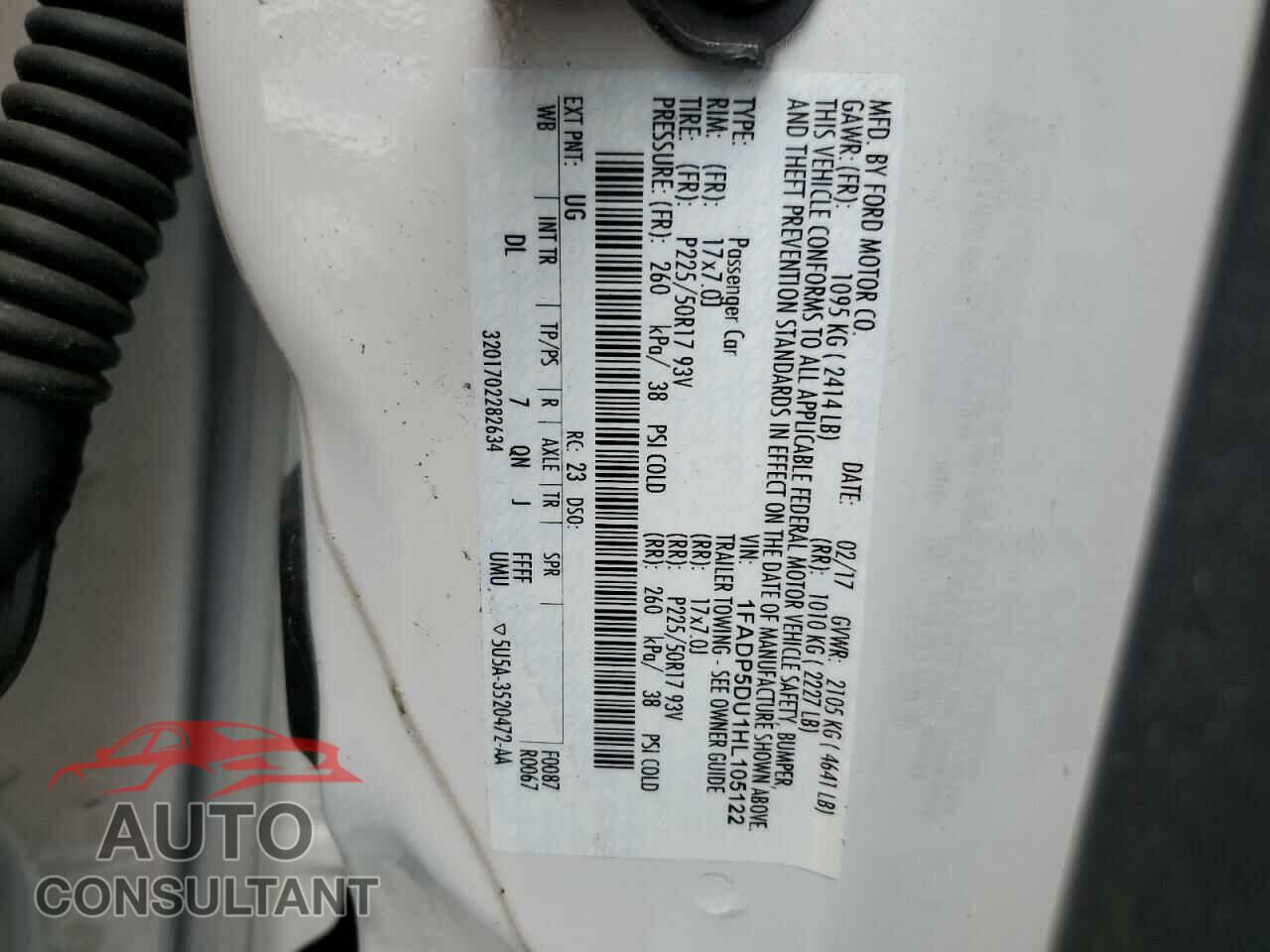 FORD CMAX 2017 - 1FADP5DU1HL105122