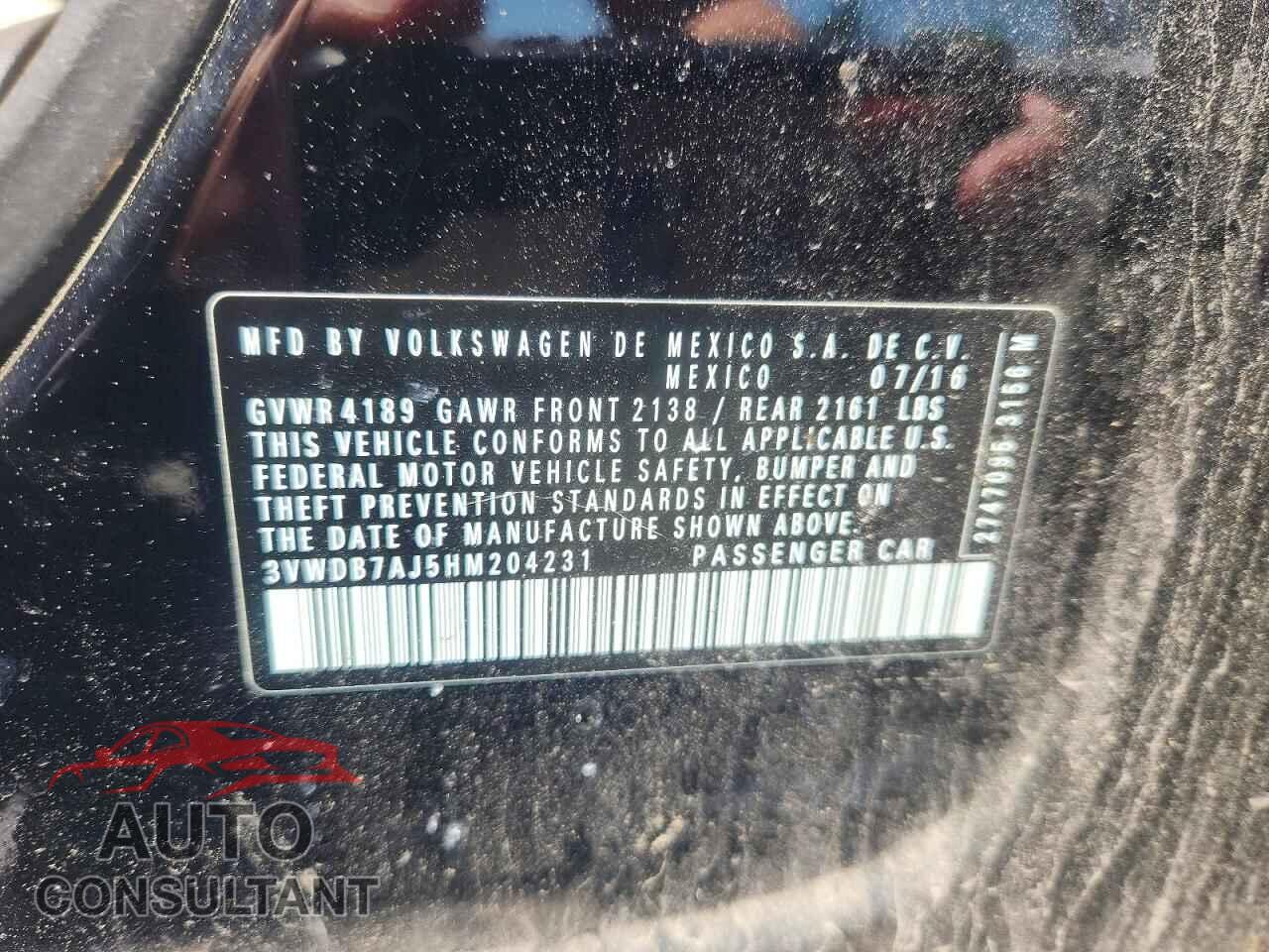 VOLKSWAGEN JETTA 2017 - 3VWDB7AJ5HM204231