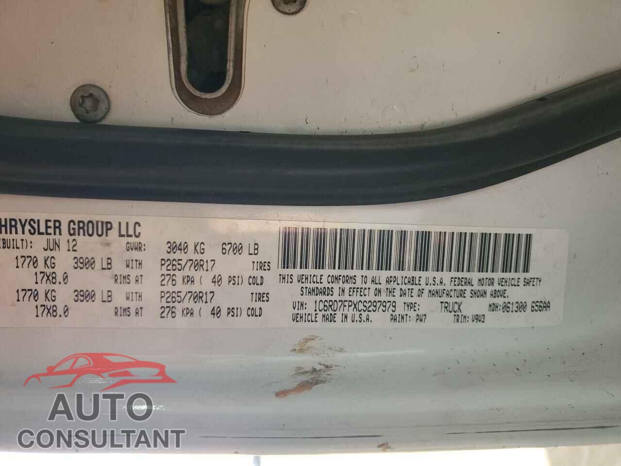DODGE RAM 1500 2012 - 1C6RD7FPXCS297979