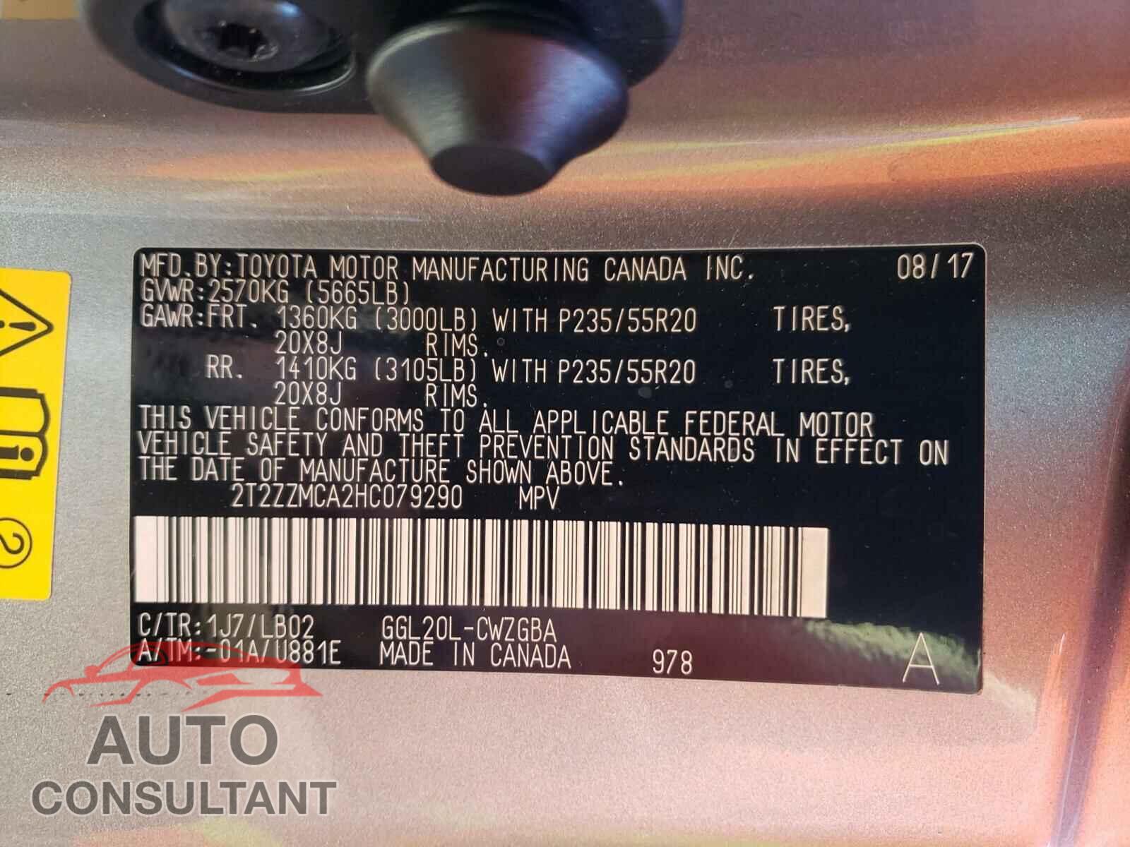 LEXUS RX 350 BAS 2017 - 2T2ZZMCA2HC079290