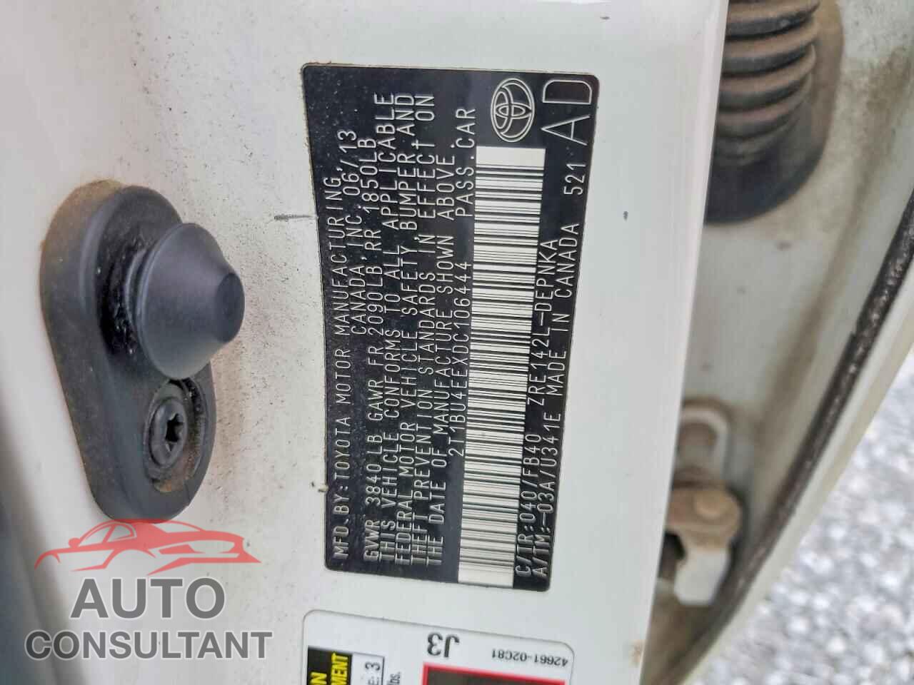 TOYOTA COROLLA 2013 - 2T1BU4EEXDC106444