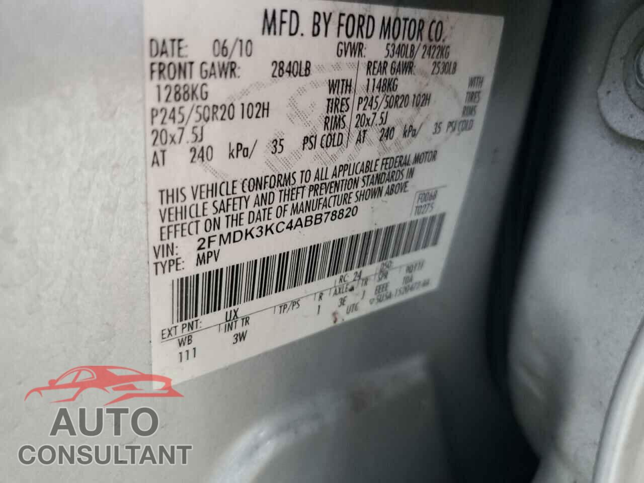 FORD EDGE 2010 - 2FMDK3KC4ABB78820