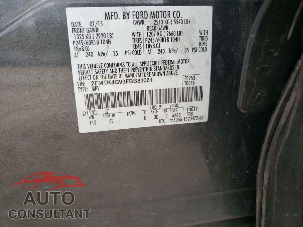 FORD EDGE 2015 - 2FMTK4G93FBB83061