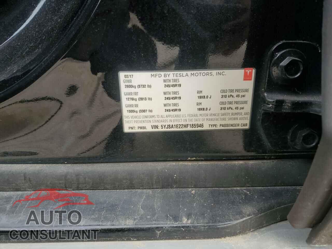 TESLA MODEL S 2017 - 5YJSA1E22HF185946