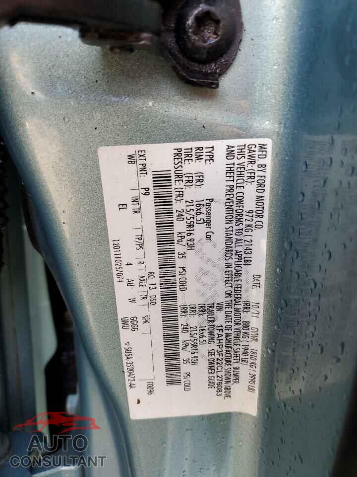 FORD FOCUS 2012 - 1FAHP3F22CL276083