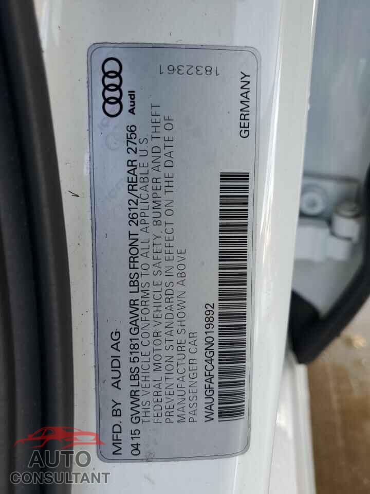 AUDI A6 2016 - WAUGFAFC4GN019892