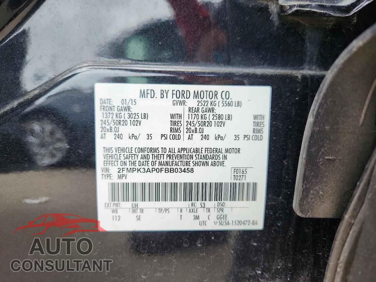 FORD EDGE 2015 - 2FMPK3AP0FBB03458