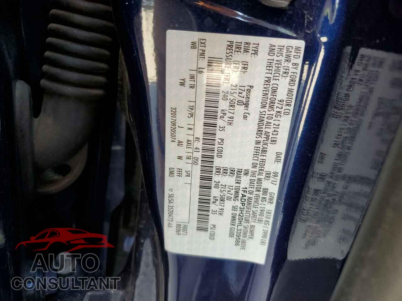 FORD FOCUS 2017 - 1FADP3H20HL339586
