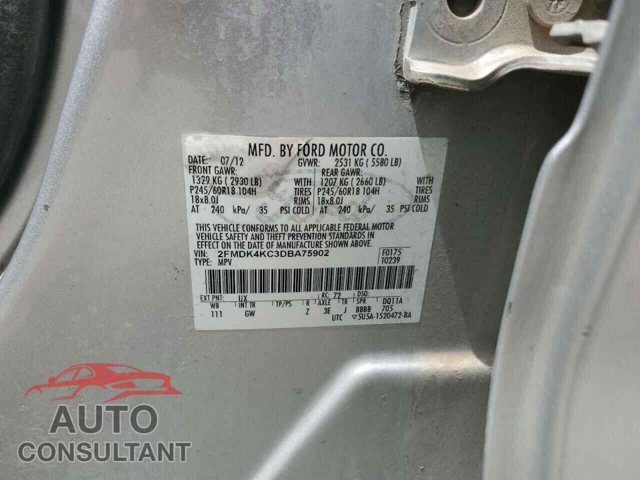 FORD EDGE 2013 - 2FMDK4KC3DBA75902