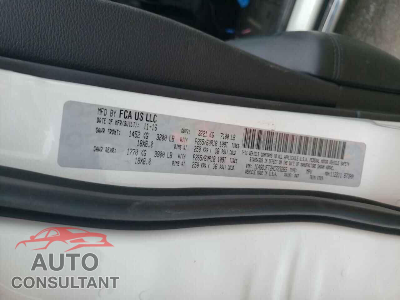 DODGE DURANGO 2017 - 1C4SDJFT2HC723265