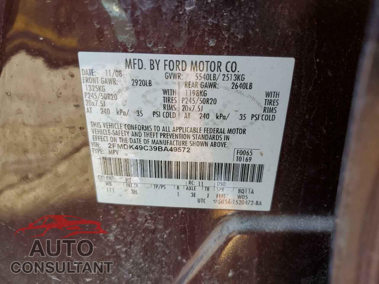 FORD EDGE 2009 - 2FMDK49C39BA49572