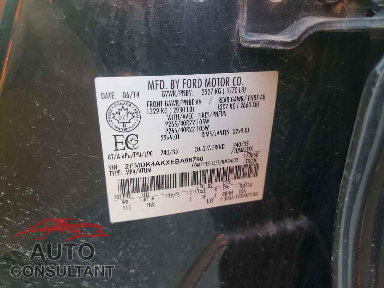 FORD EDGE 2014 - 2FMDK4AKXEBA96790