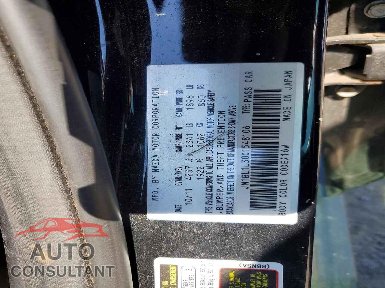 MAZDA ALL OTHER 2012 - JM1BL1L30C1548106