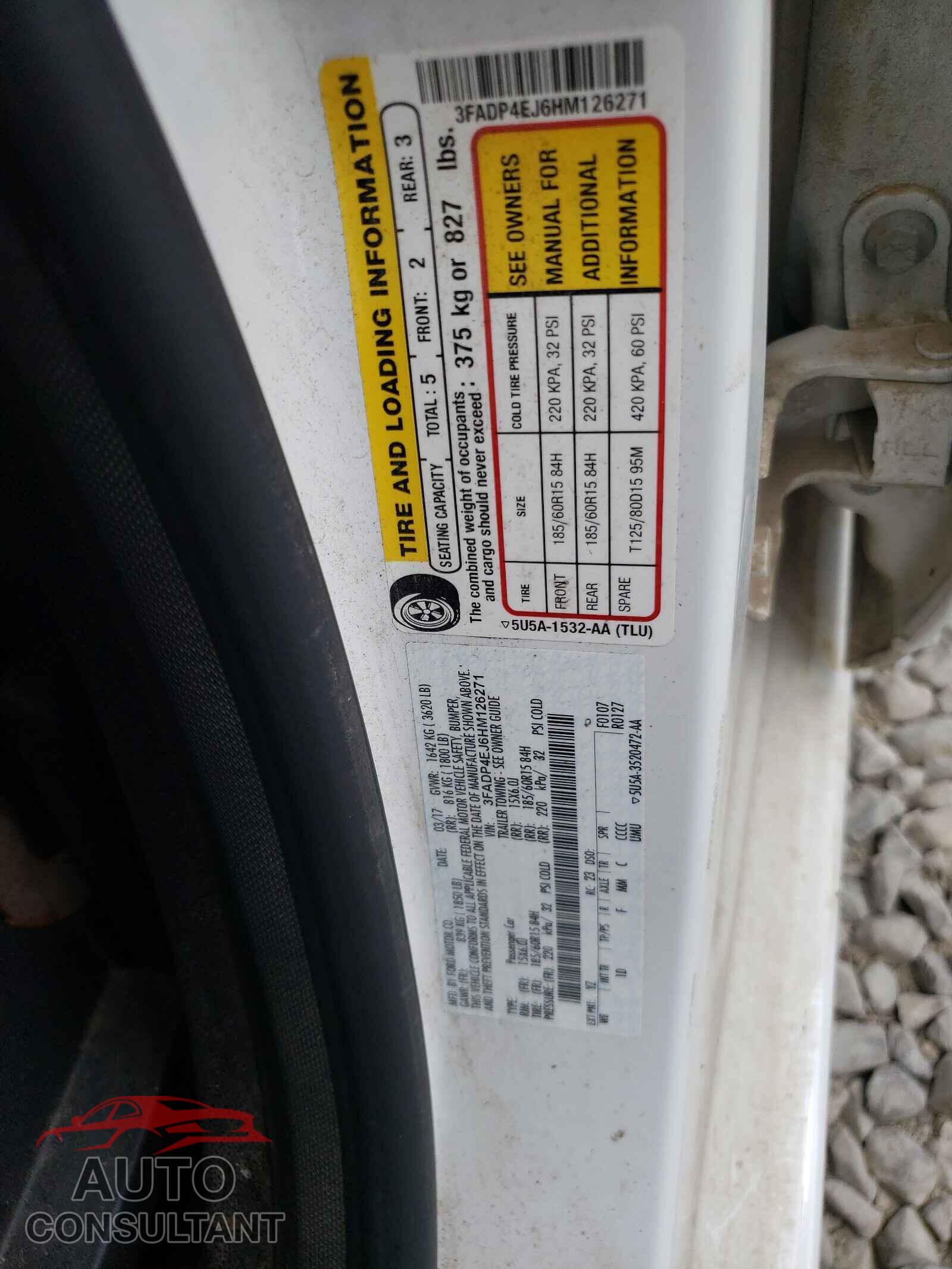 FORD FIESTA 2017 - 3FADP4EJ6HM126271