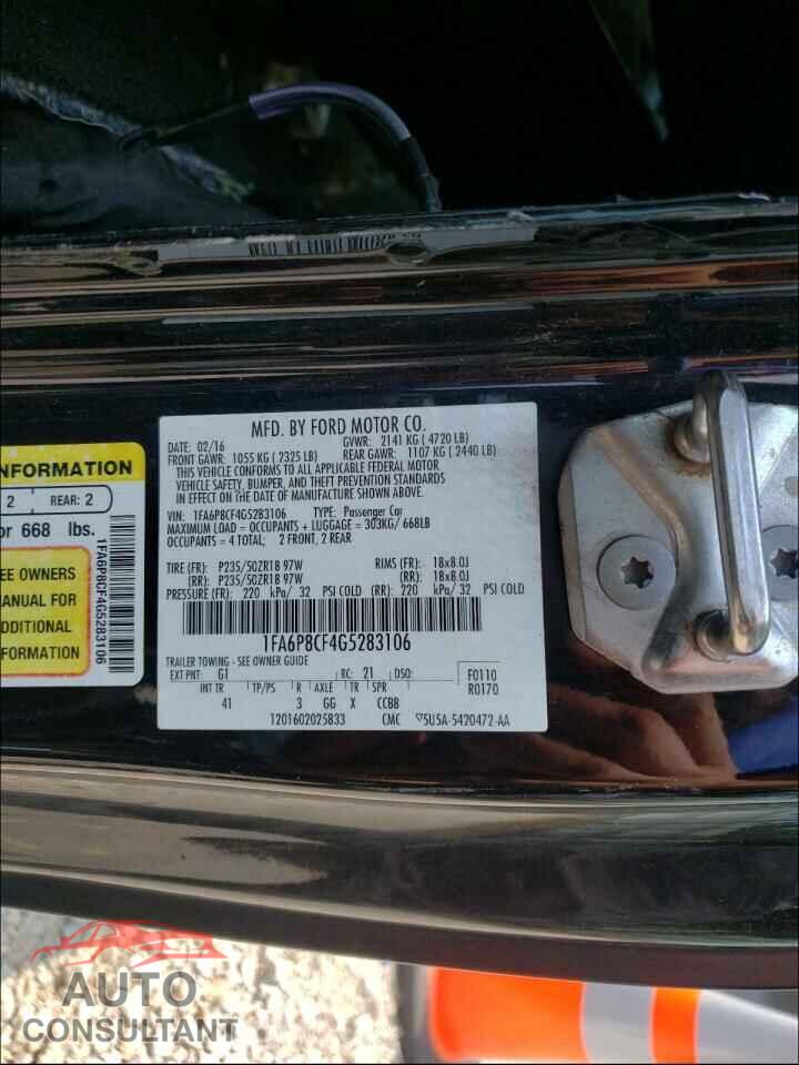 FORD MUSTANG 2016 - 1FA6P8CF4G5283106