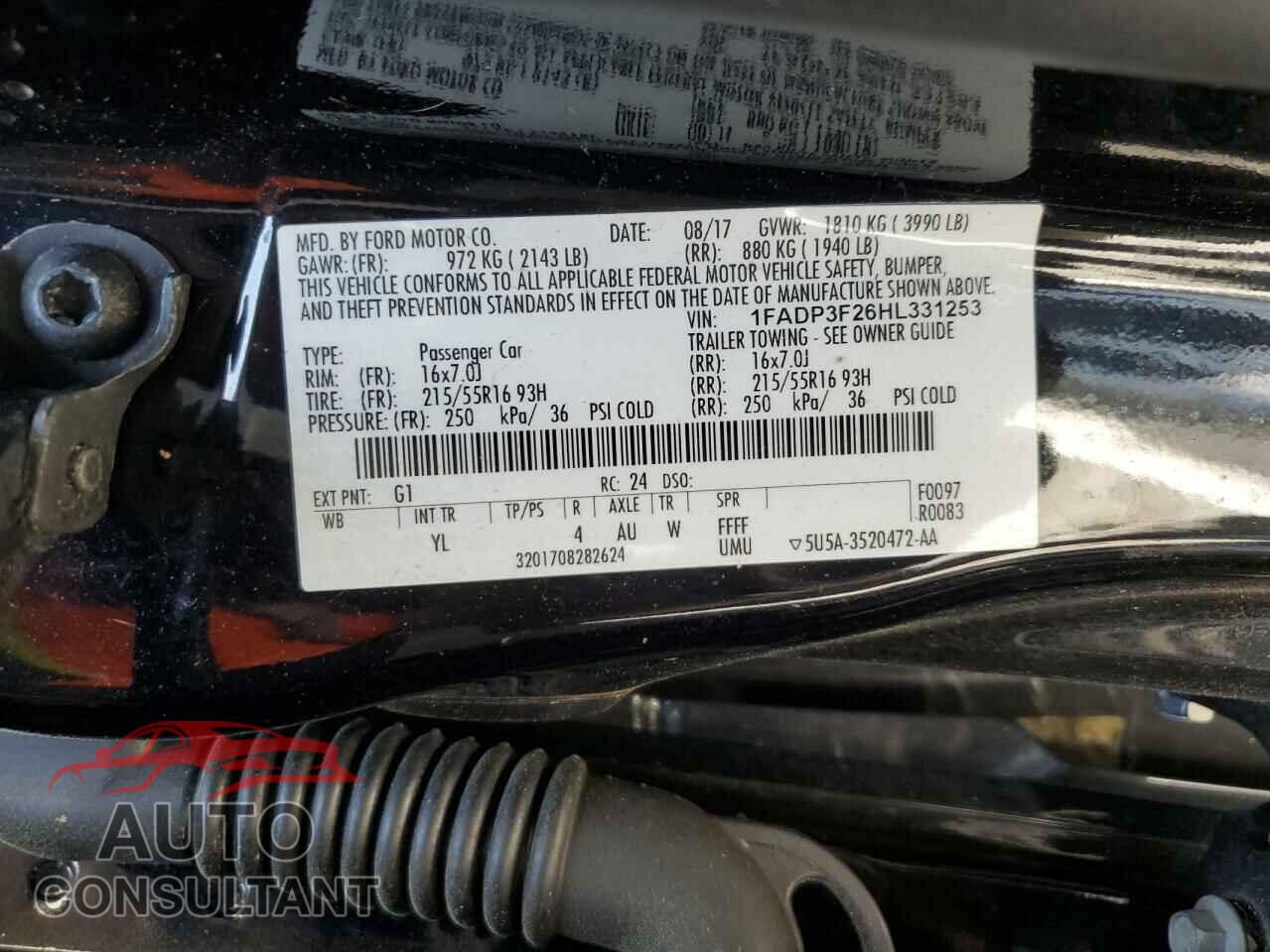 FORD FOCUS 2017 - 1FADP3F26HL331253