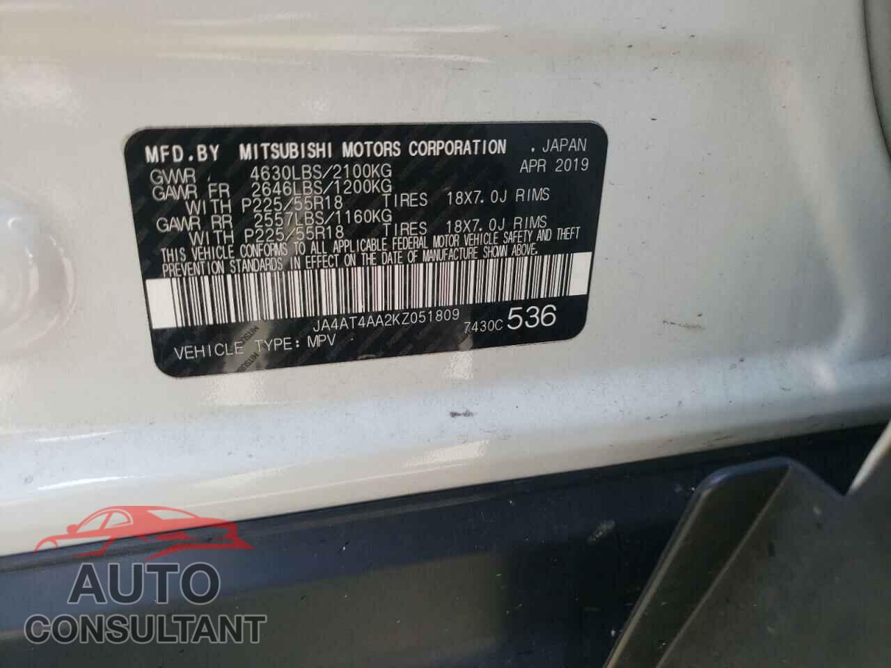 MITSUBISHI ECLIPSE 2019 - JA4AT4AA2KZ051809