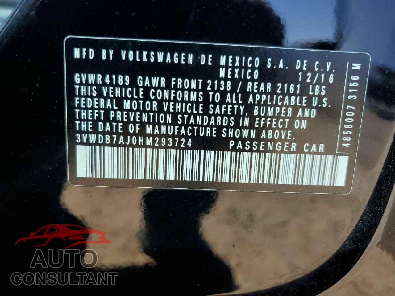 VOLKSWAGEN JETTA 2017 - 3VWDB7AJ0HM293724