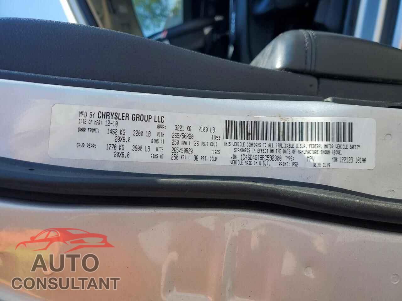 DODGE DURANGO 2011 - 1D4SD4GT9BC592300