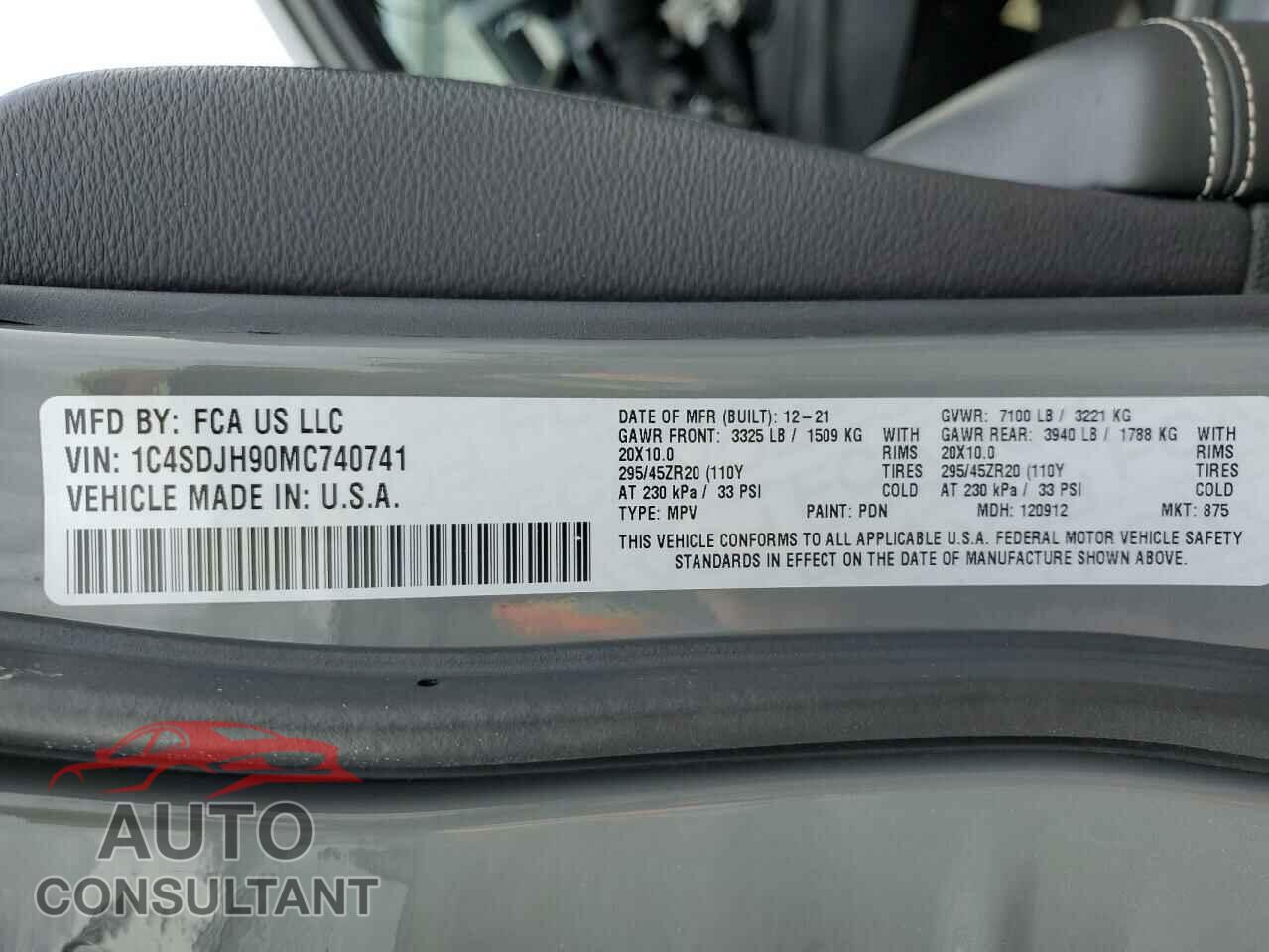 DODGE DURANGO 2021 - 1C4SDJH90MC740741