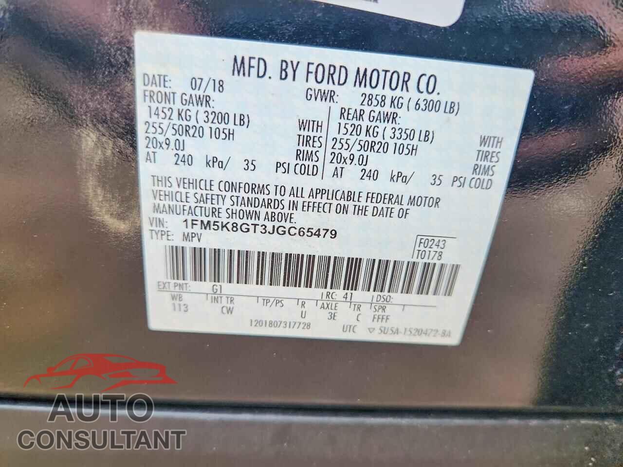 FORD EXPLORER 2018 - 1FM5K8GT3JGC65479