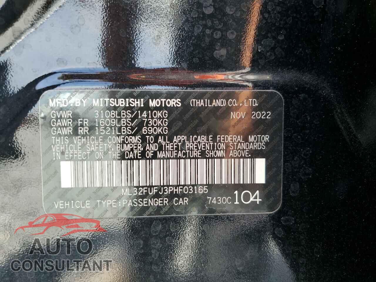 MITSUBISHI MIRAGE 2023 - ML32FUFJ3PHF03165