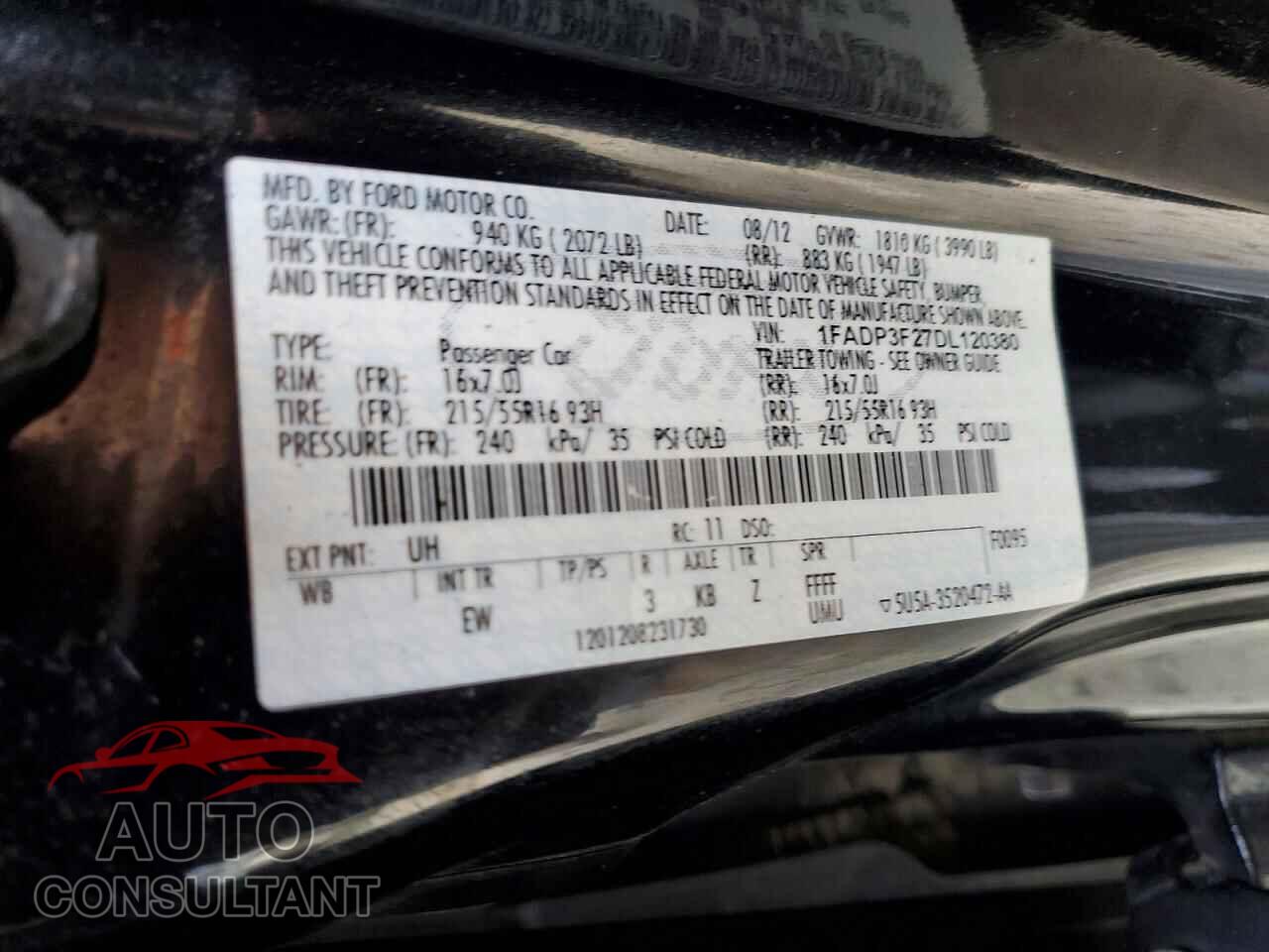 FORD FOCUS 2013 - 1FADP3F27DL120380
