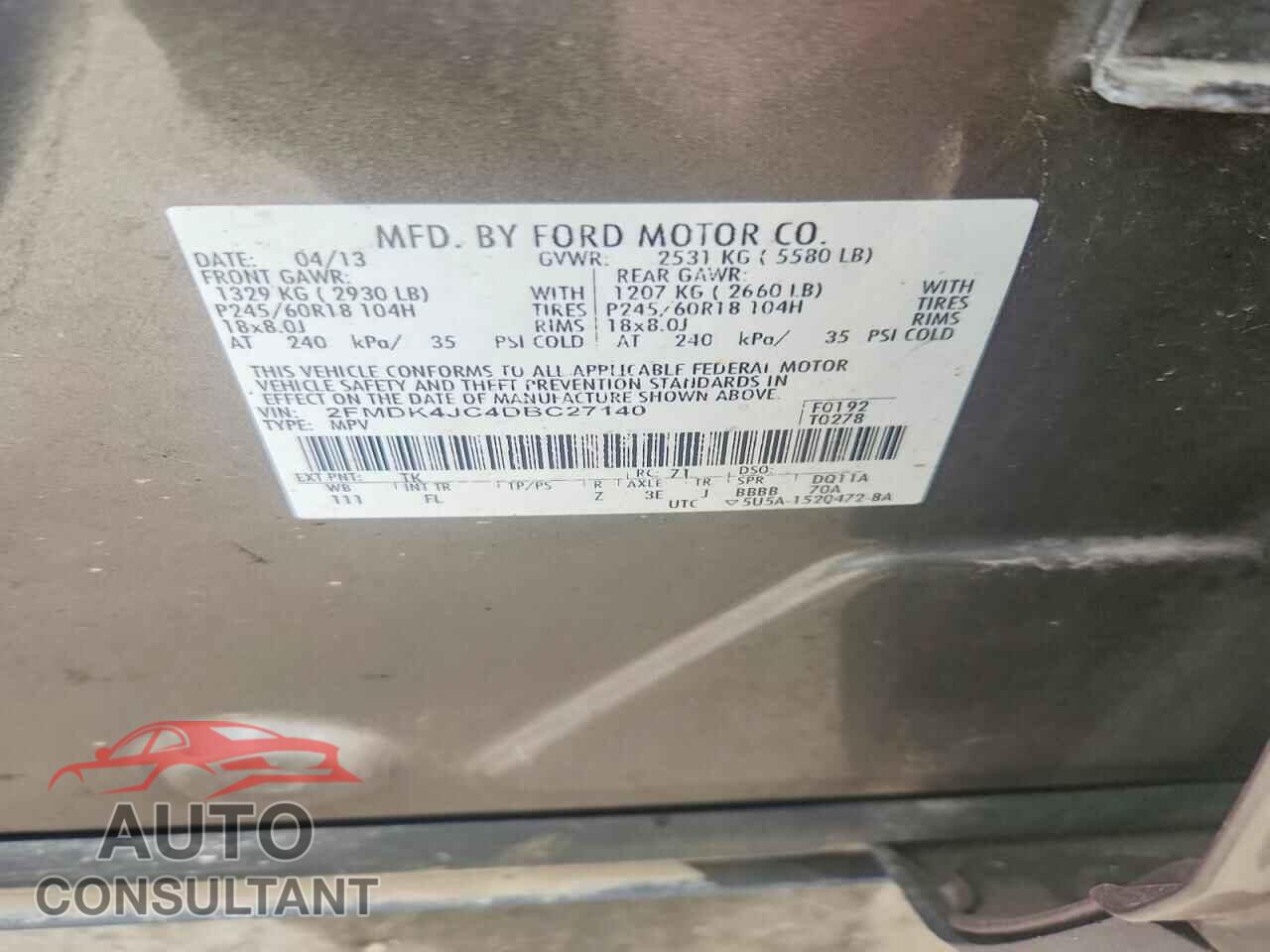 FORD EDGE 2013 - 2FMDK4JC4DBC27140