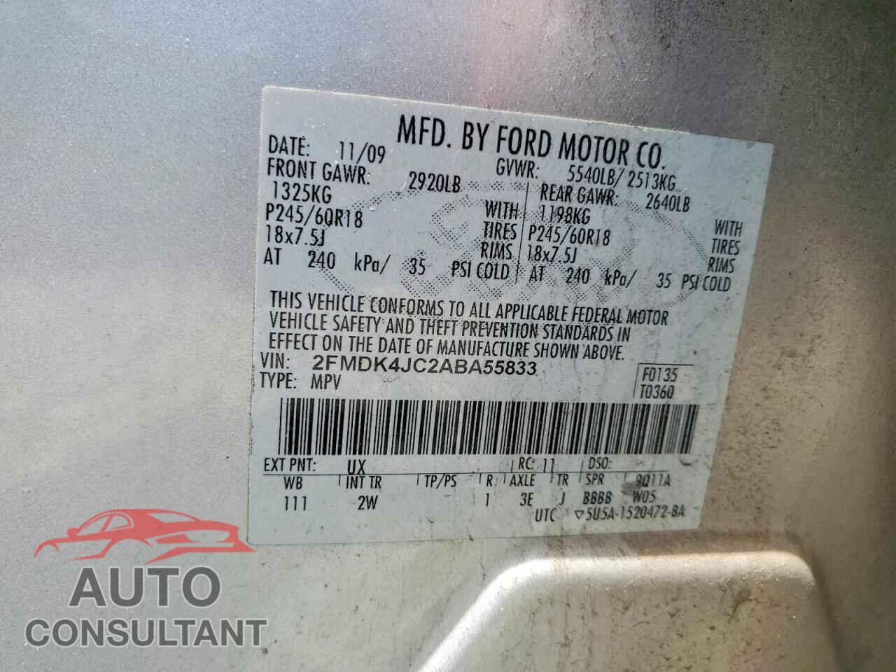 FORD EDGE 2010 - 2FMDK4JC2ABA55833