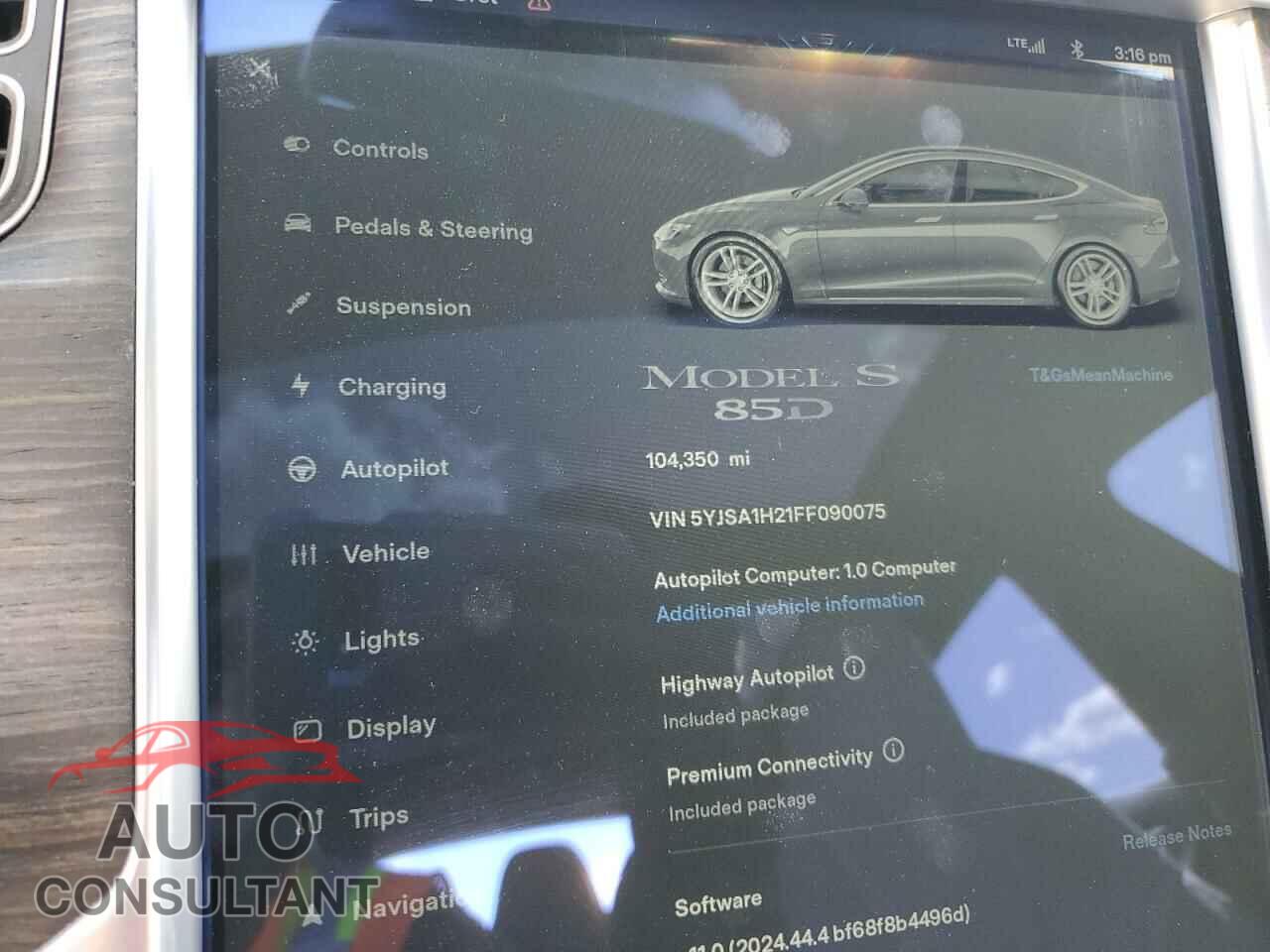 TESLA MODEL S 2015 - 5YJSA1H21FF090075